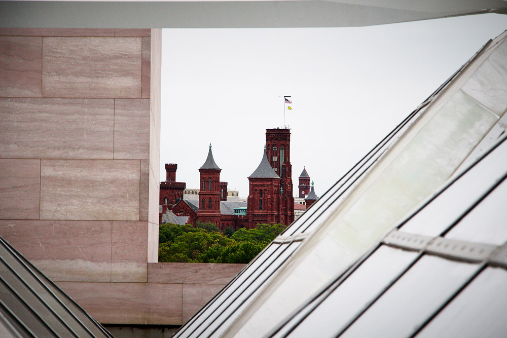 View of the Smithsonian Castle from the National Gallery of Art East Building Rooftop - Washington, DC