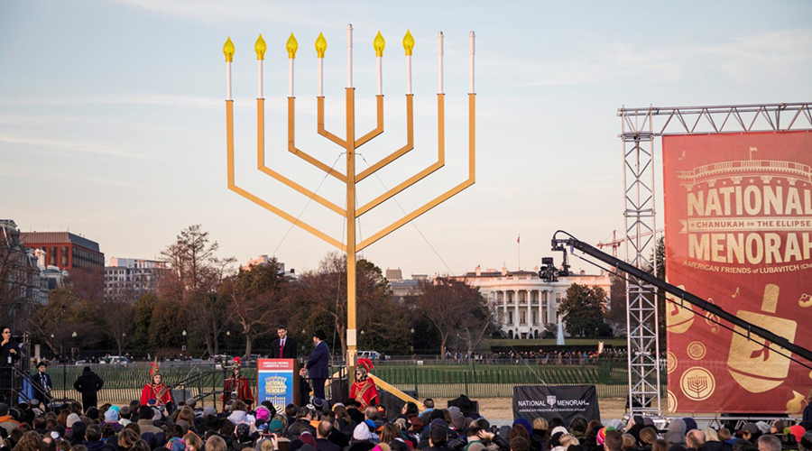 Photo captured from the National Menorah lighting ceremony outside of The White House