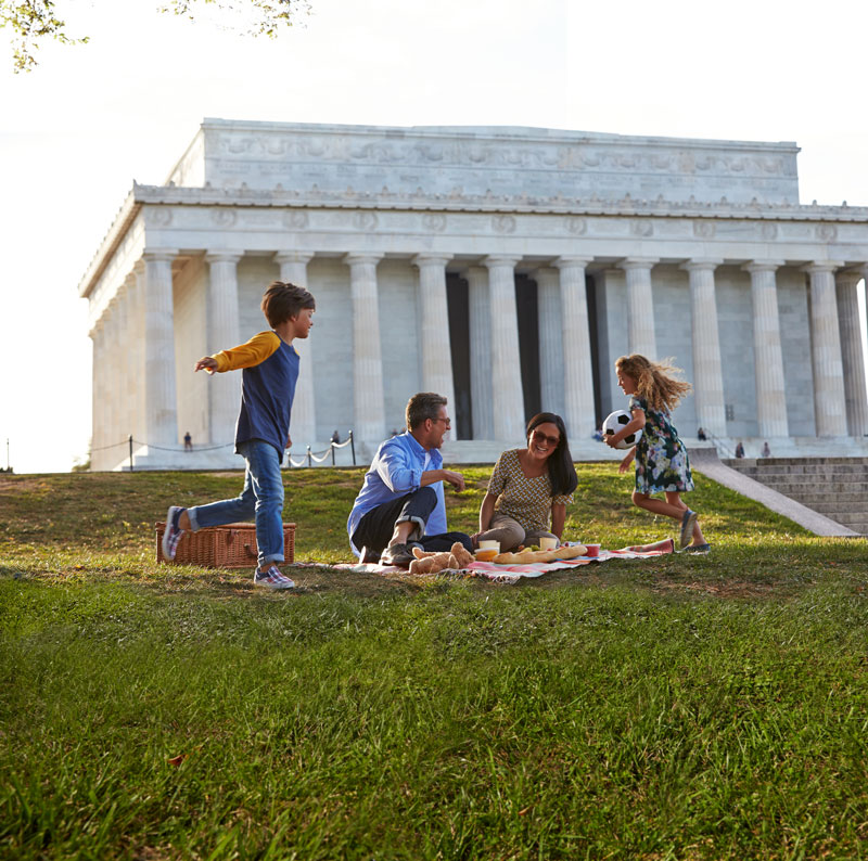 Family Picnicking by the Lincoln Memorial on the National Mall - Things to Do in Washington, DC