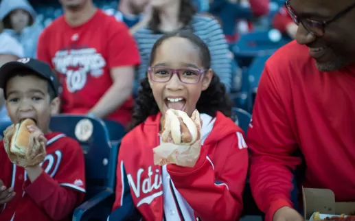 Family eating at Washington Nationals game - Where to eat and drink at Nationals Park
