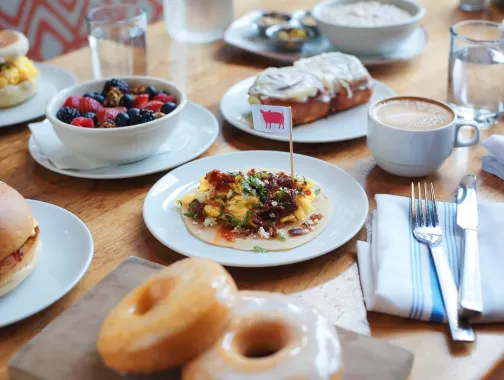 First Bake breakfast spread at Farmers Fishers Bakers in Georgetown - Farm-to-table restaurants in Washington, DC