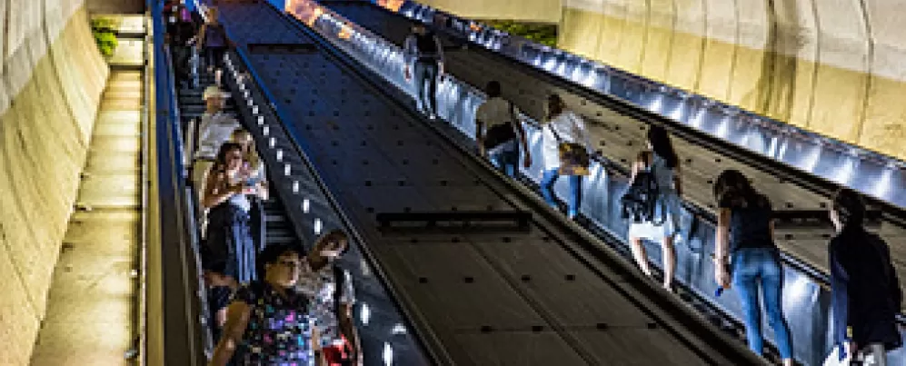 Metro riders on escalator at Dupont Circle north exit