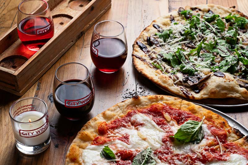 Pizzas and wine from City Winery in Ivy City - Urban winery, restaurant and event space in Washington, DC