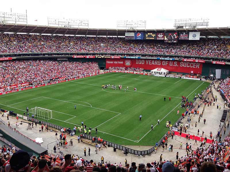 International soccer match at Robert F. Kennedy Memorial Stadium - Sports events at RFK Stadium in Washington, DC