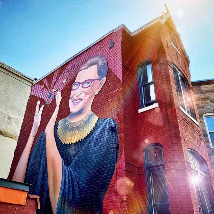 @housethacker - Justice Ruth Bader Ginsberg street mural in Washington, DC&#039;s U Street neighborhood