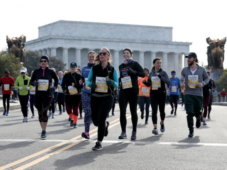 Runners participating in the Rock 'n' Roll Marathon in Washington, DC