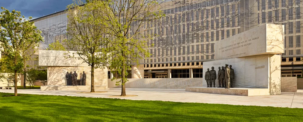 Eisenhower Memorial (Image courtesy of the Eisenhower Memorial Commission; Memorial design by Gehry Partners, LLP; Sculpture by Sergey Eylanbekov; Tapestry by Tomas Osinski)